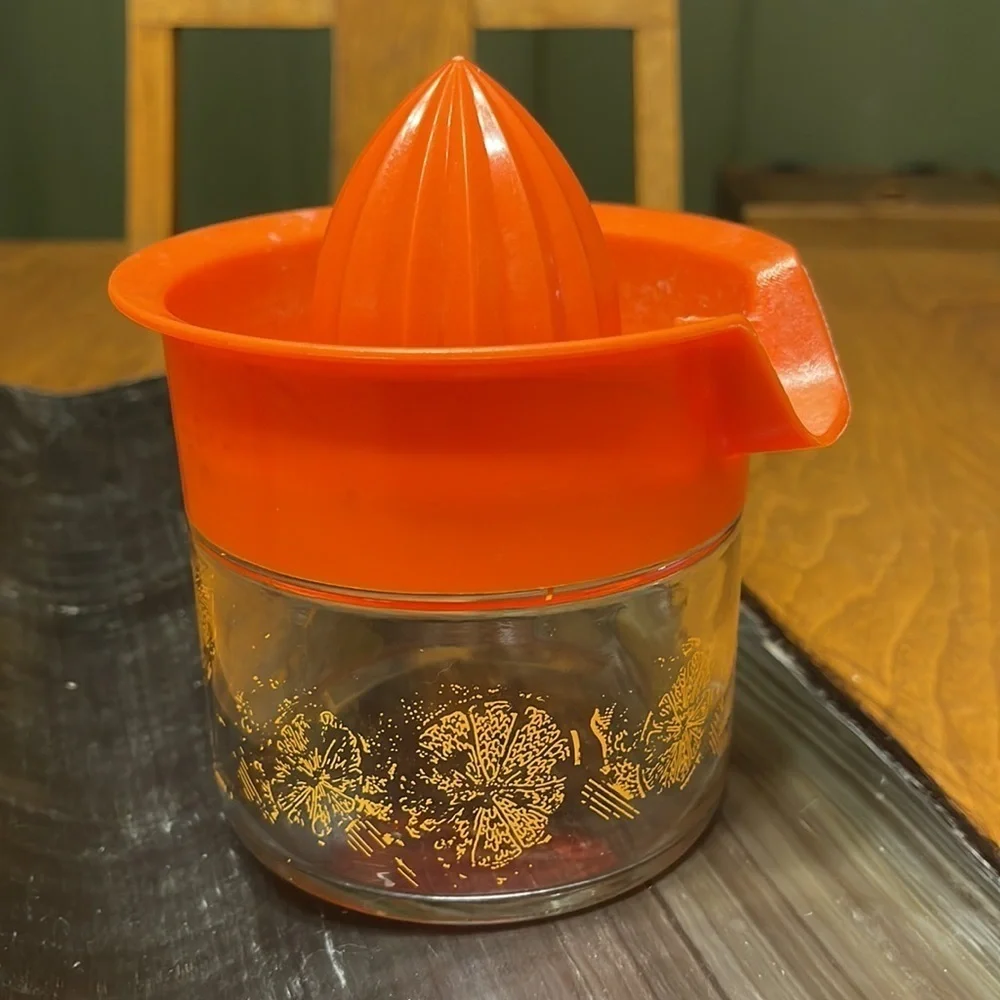 Vintage Gemco USA Citrus Orange Juicer Reamer Decorative Glass Jar MCM Juicer